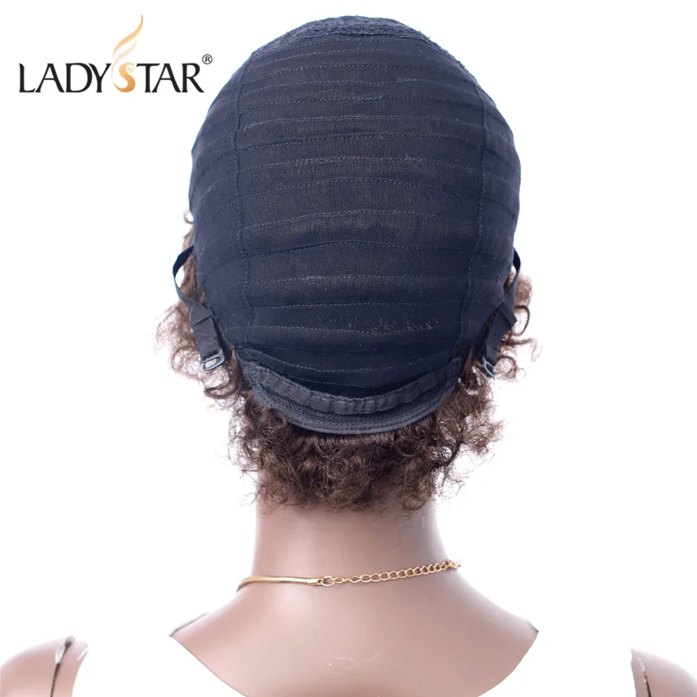 LADYSTAR волосы афро кудрявый парик Короткие афро парики бразильские человеческие волосы парики для черных женщин 4# цвет