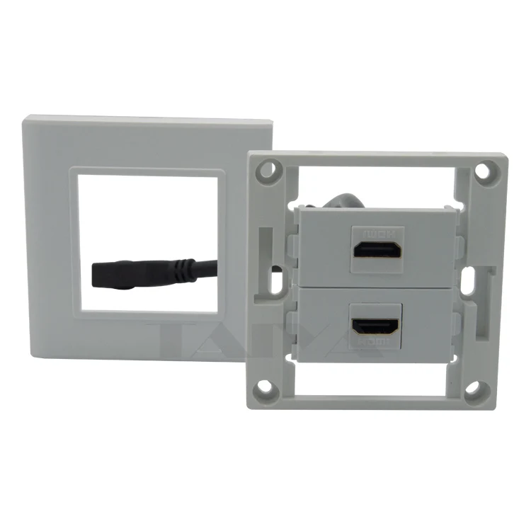 Plaque murale HDMI à deux ports avec extension HDMI flexible intégrée de 4  pouces - PrimeCables®