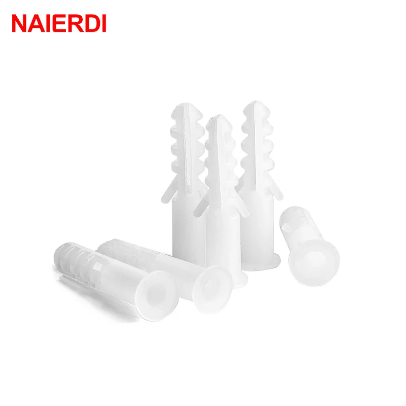 50PCS 5-8mm Screws M5-M8 Rubber Expansion Pipe Flat Round Head Self-Tapping Screw Nylon Tube Wall Wood Hardware Tool