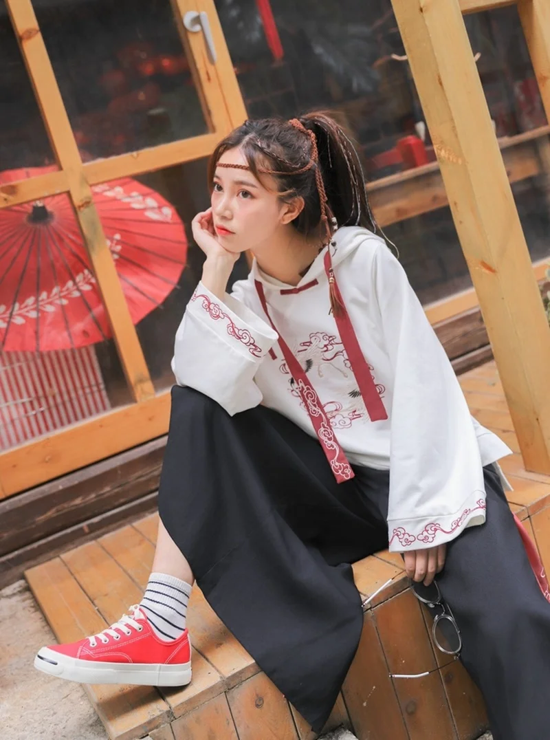 Традиционная японская одежда женские кимоно белая толстовка платье Чонсам китайский стиль Harajuku Kawaii японский косплей FF2097