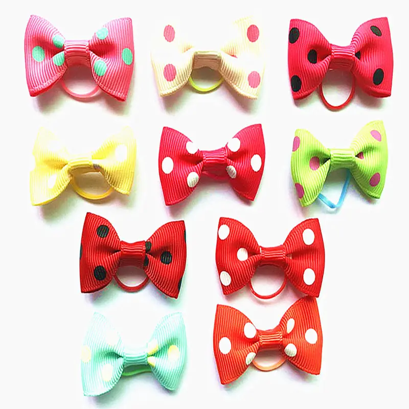 

10PCS Handmade Cute Pet Dog Bow Loverly Bowknot Dog Ties For Puppy Dogs Accessories With Rubber Bands Cute Pet Headwear Grooming