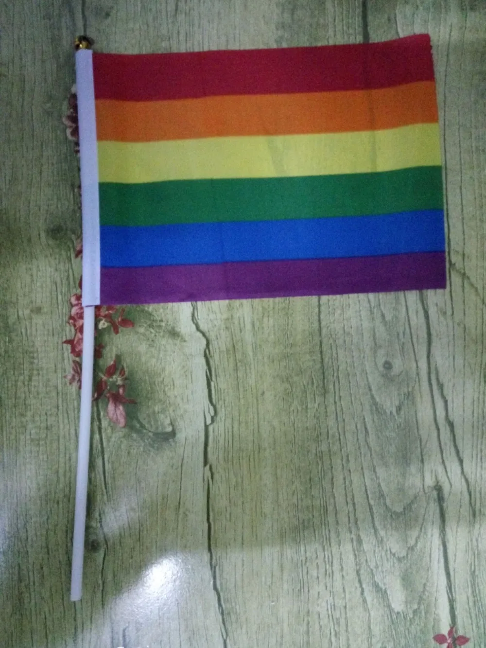 100 шт. пластиковые радужные ручные флаги 14*21 см|hand flags|car flagrainbow hand flag |