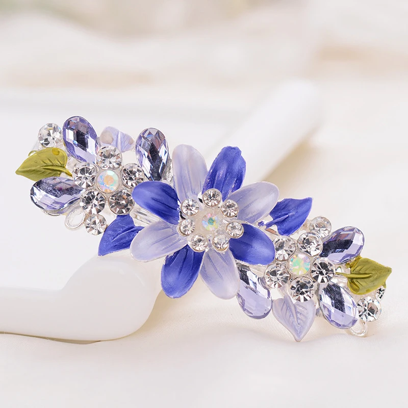 

Flower Hair Barrettes Women's Fashion Full Rhinestone Crystal Hairpin Hair Clips Female Alloy Big Hairpins Headdress