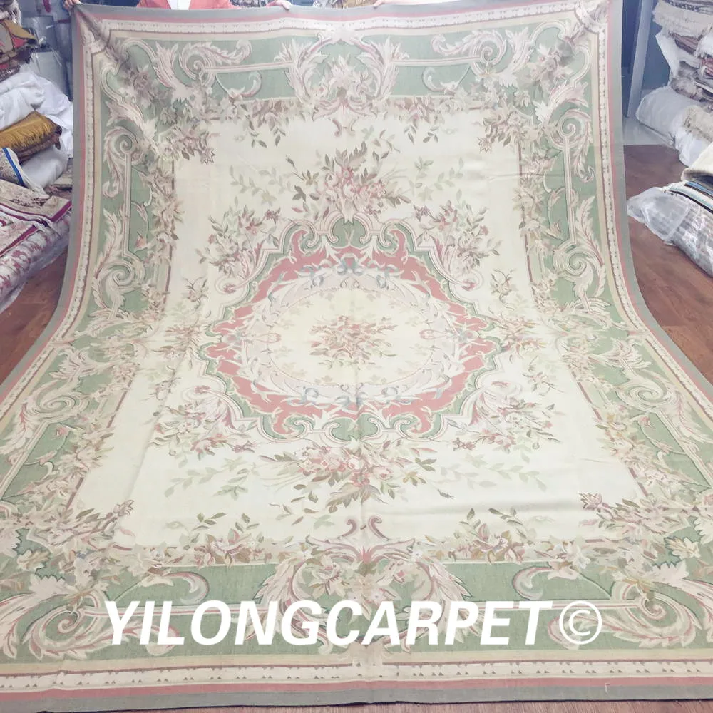 Yilong 9 &quotx 12&quot большой ручной работы Aubusson ковер плоский переплетение французский