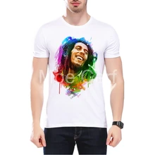 MOE CERF New Fashion Bob Marley Men Tops Painted Style Printed T-Shirts Summer High Quality Short Sleeve Tops L9-J-114