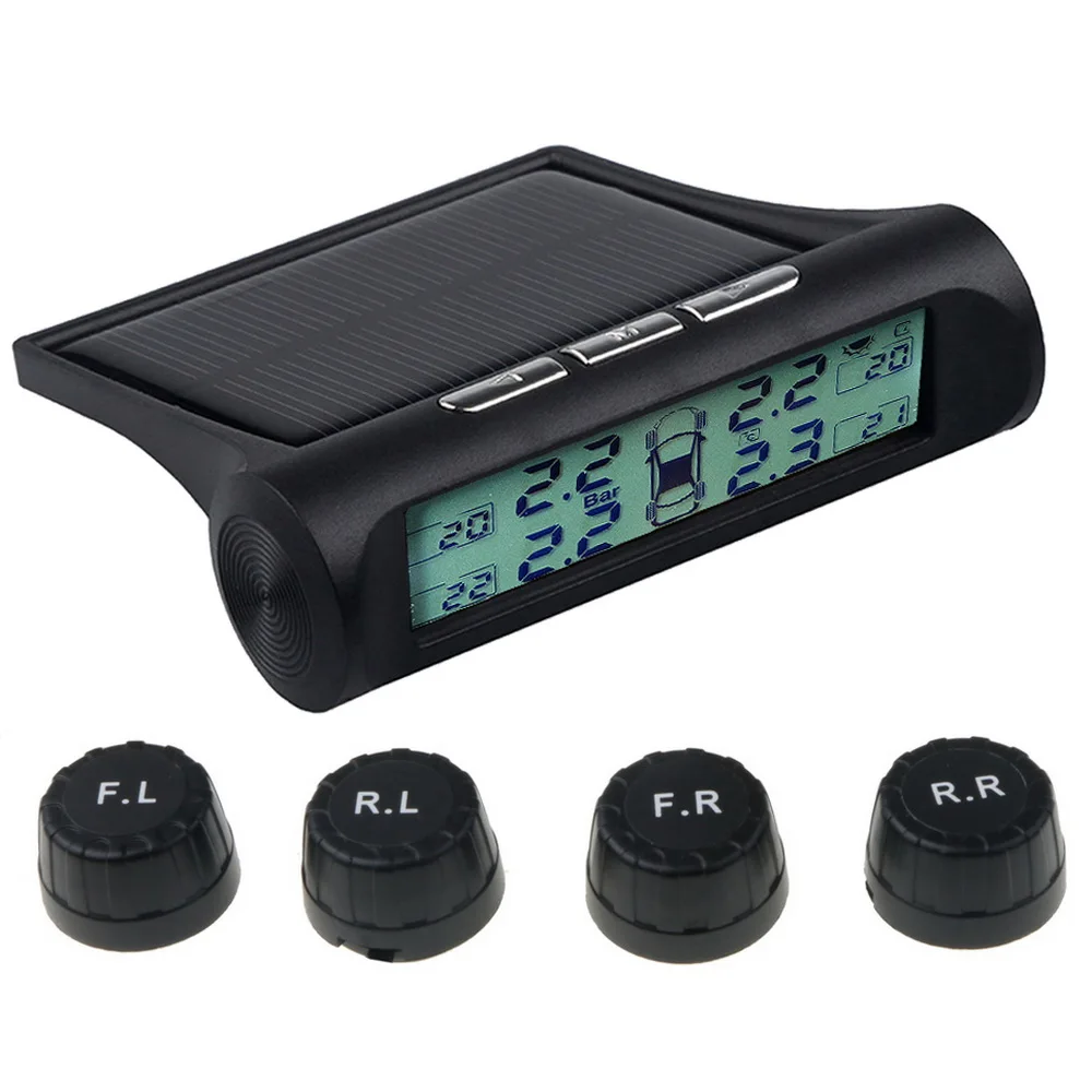 USB or Solar Charging Car TPMS Tire Pressure Monitoring System HD Digital LCD Display Auto Alarm tool Wireless 4 external Sensor (7)