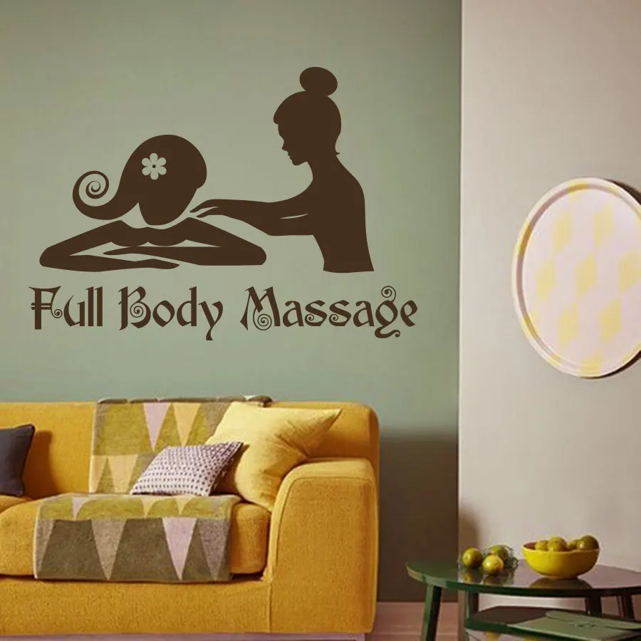 Spa Sign Wall Decal Full Body Massage Logo Wall Sticker Facials Care Vinyl Wall Art Mural Beauty