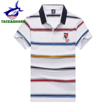 

TACE&SHARK 2019 New Arrival Famous Brand Clothing Shark Embroidery Polo Shirt Men Stripe Fashion Business Shark Logo Polos