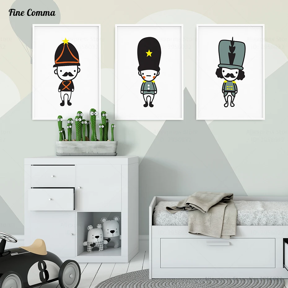 

Cute Soldiers Nordic Style Kids Decoration Boy's Room Posters and Prints Wall Picture for Living Room Wall Art Canvas Print