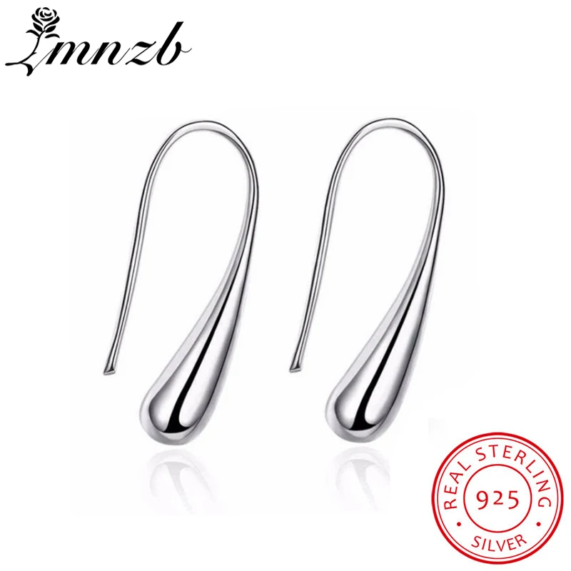 

LMNZB 100% Solid 925 Sterling Silver Earrings Fashion Waterdrop Drop Earrings Wedding Brides Long Earrings Gift For Women LE004