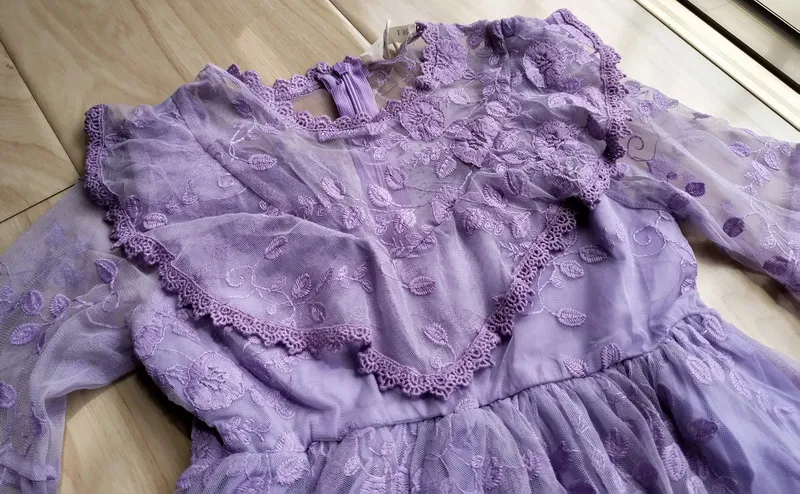 Длинное фиолетовое кружевное платье принцессы для маленьких девочек; Новинка г.; летняя одежда для девочек от 10 до 12 лет