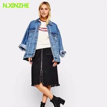 Женская одежда с высокой талией, на молнии, с кисточками, однотонная джинсовая юбка, женские модные повседневные свободные прямого кроя, джинсовые юбки S2998