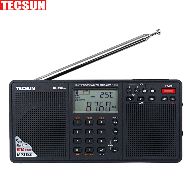 Tecsun PL-398MP FM AM SW радио 2,2 ''полный диапазон цифровой тюнинг стерео FM/AM/SW радио приемник MP3 плеер