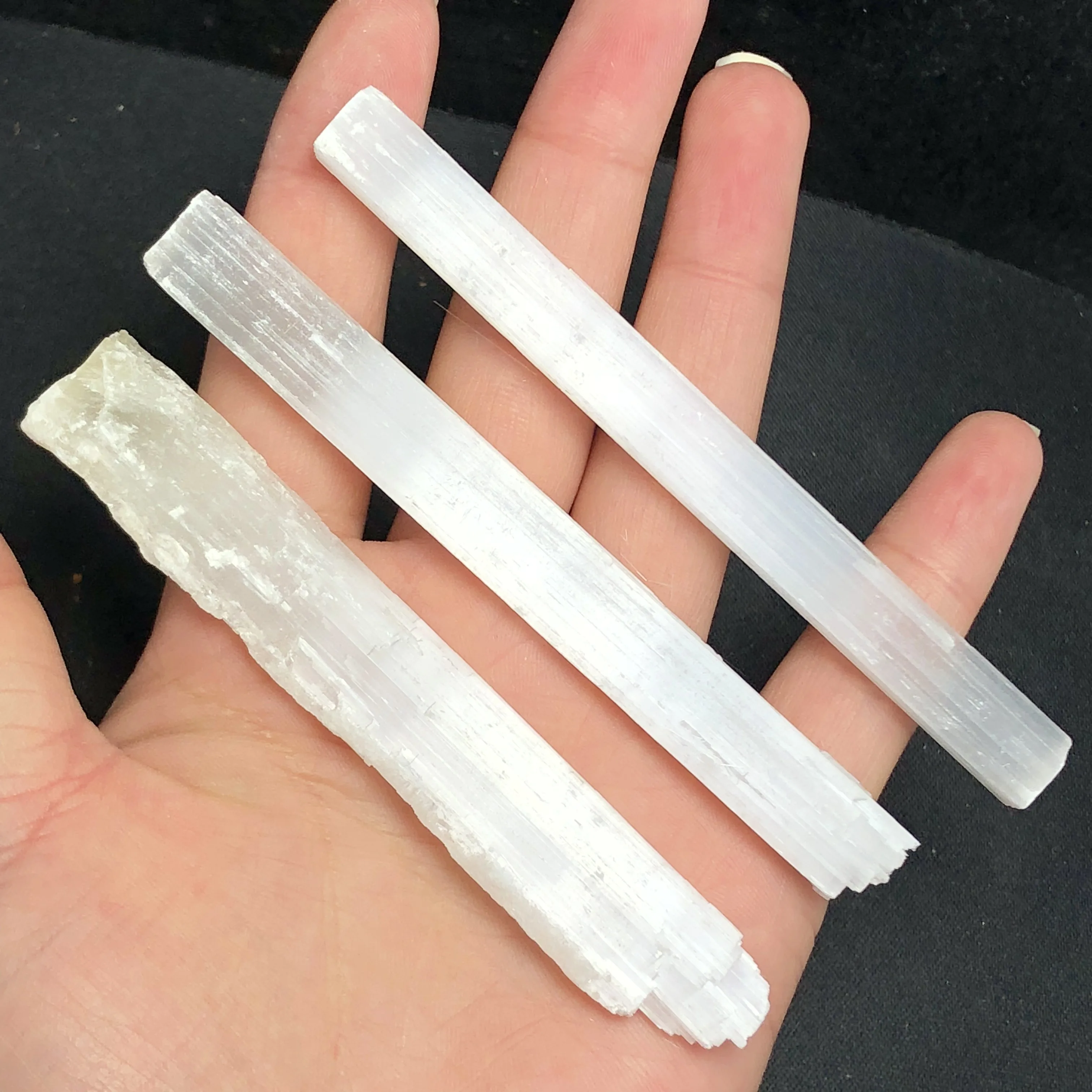 

3 Pcs Natural Selenite Sticks Wands Rough Gypsum Crystal Irregular Column Raw Stone Yoga Reiki Healing Specimen