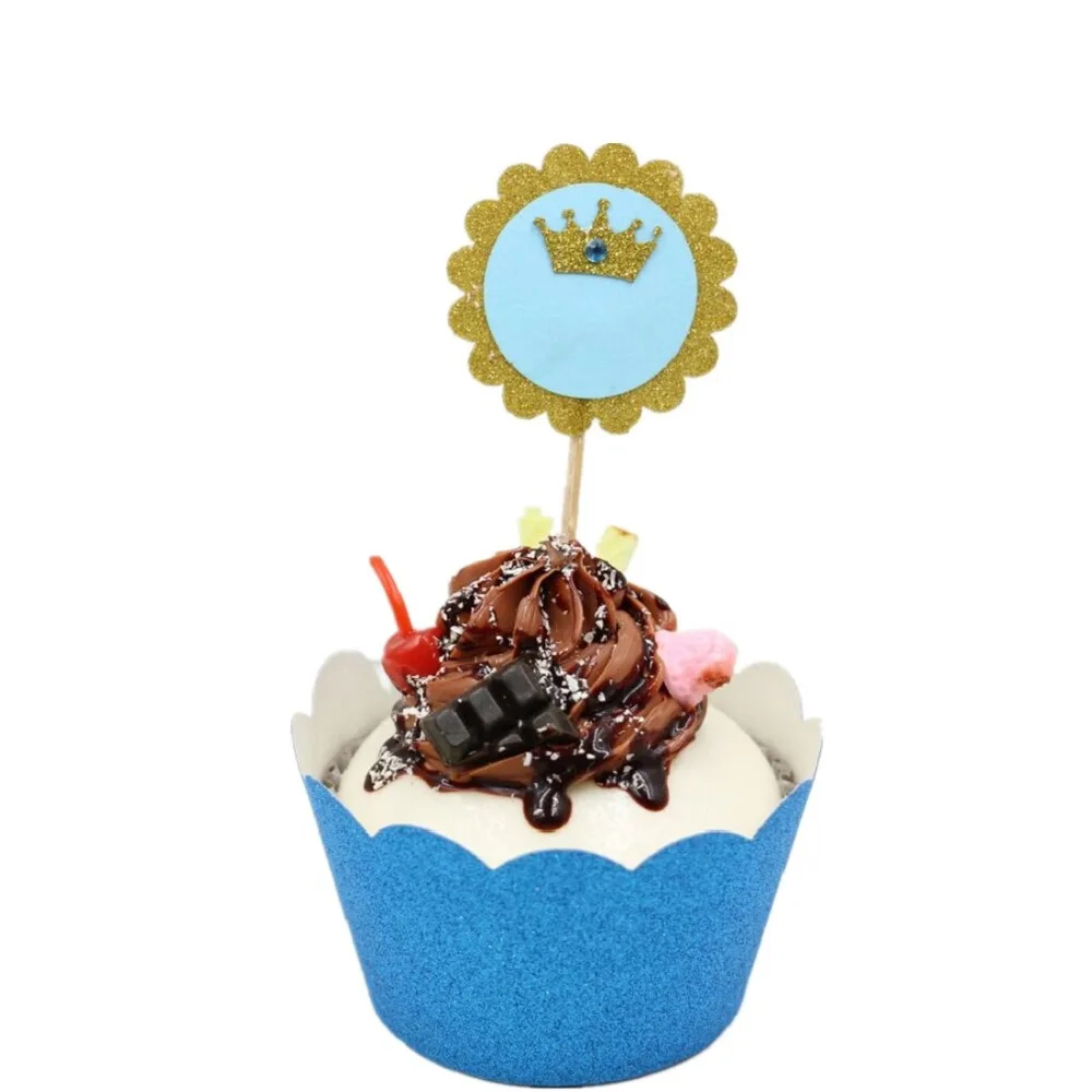 24set Royal Prince cupcake Wrapper and toppers, Babys First Birthday