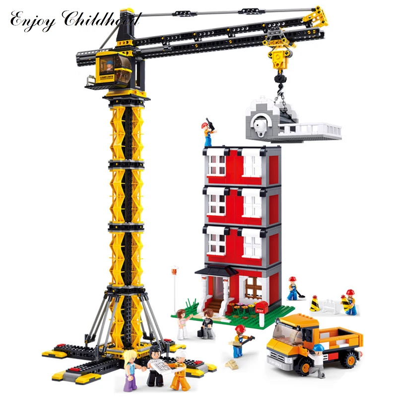 

Sluban B0555 1461pcs Tower Crane Building Block Bricks Kits Classic Educational Kids Toys Hobbies Compatible Legoings City