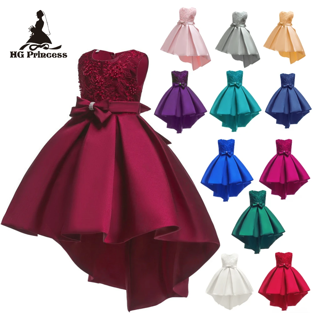 Лидер продаж, бордовое детское платье принцессы г. дизайн, атласные платья для девочек, вечерние Детские платья с бантом