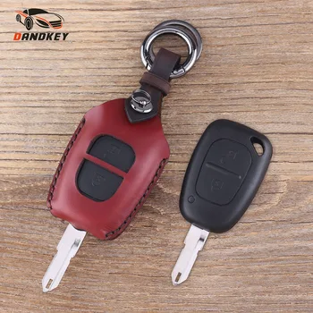 

DANDKEY 2 Buttons Genuine Leather Protector Key Case Cover Holder For Vauxhall/For Opel Vivaro/ For Renault Movano Trafic Kangoo