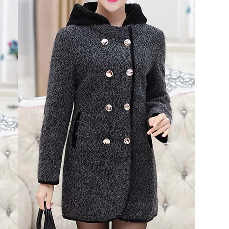 2018 new mother autumn and winter plush wool coat middle aged women's ...