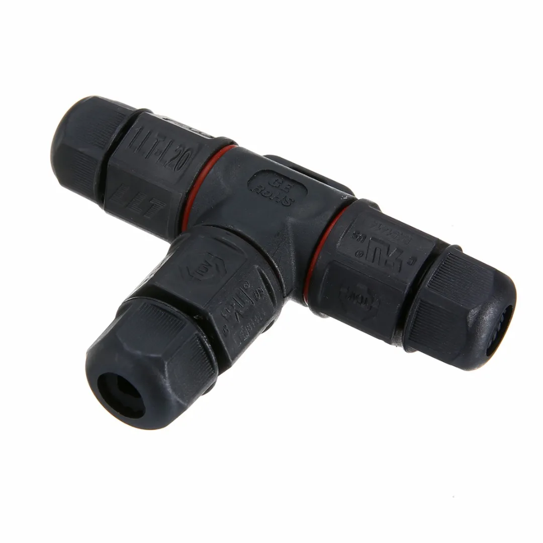 1pc IP67 Waterproof Electrical Cable Wire Connector 3 Core Black  220V~380V Solar Garden Outdoor Junction