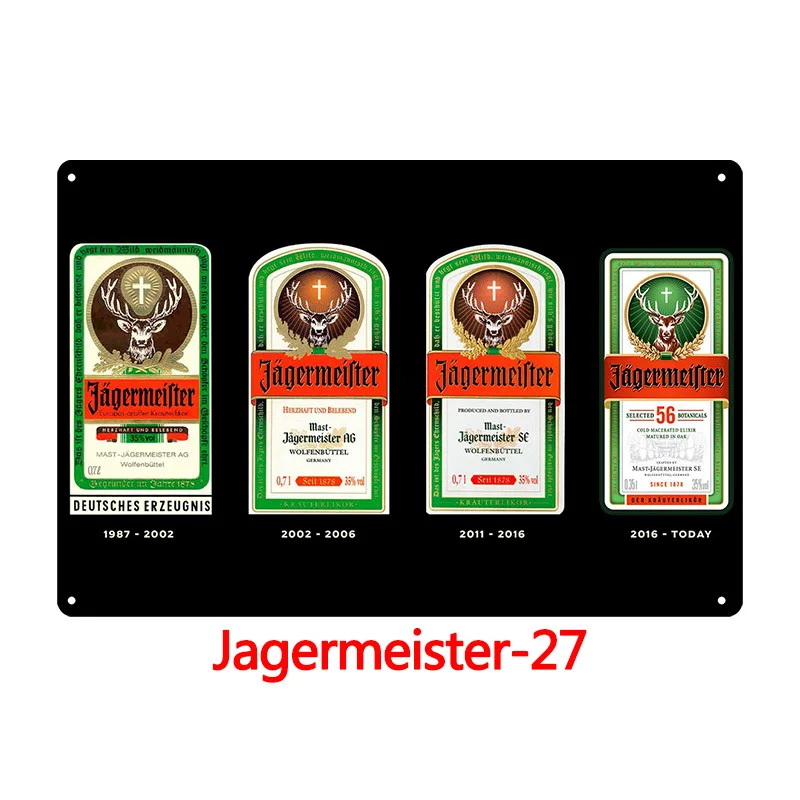 Алкогольный напиток Jagermeister голова оленя плакат Классическая Настенная Наклейка Декор домашнего бара старинная металлическая пластина виски Вино Олово знак - Цвет: Светло-желтый