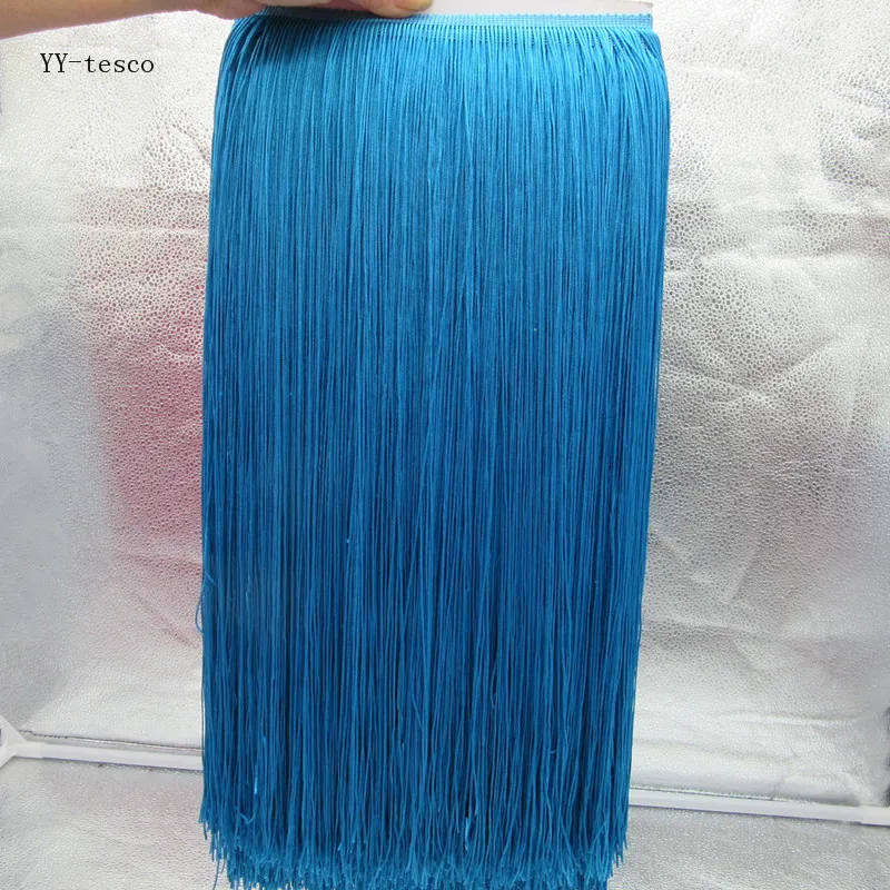 

wholesale 1 Yards 50cm Wide Fringe Trim Tassel Lace Lake Blue Fringe Trimming Lace For DIY Latin Dress Stage Clothes Accessories