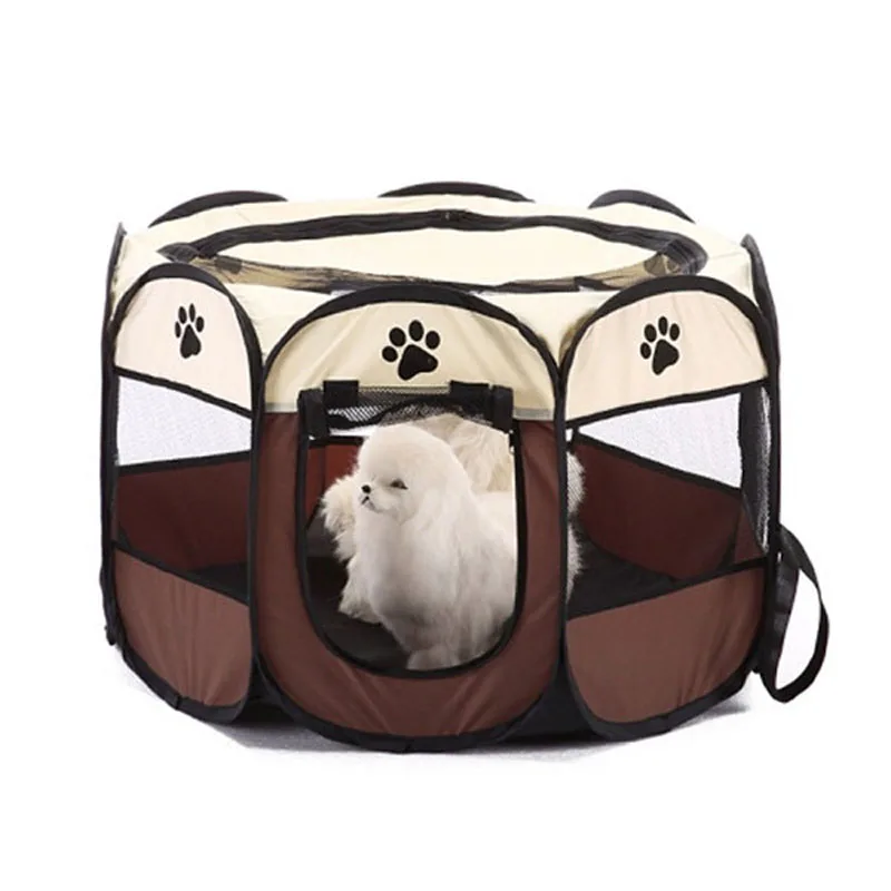 

Portable Folding Pet tent Dog House Cage Dog Cat Tent Playpen Puppy Kennel Easy Operation Octagon Fence Keep your pets safe and