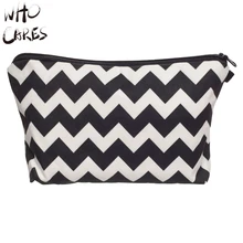 Who Cares Zig Zag 3D Printing Organizer Maleta de Maquiagem Necessaire Travel Party Makeup Bag Women Cosmetic Bag Make up Bag