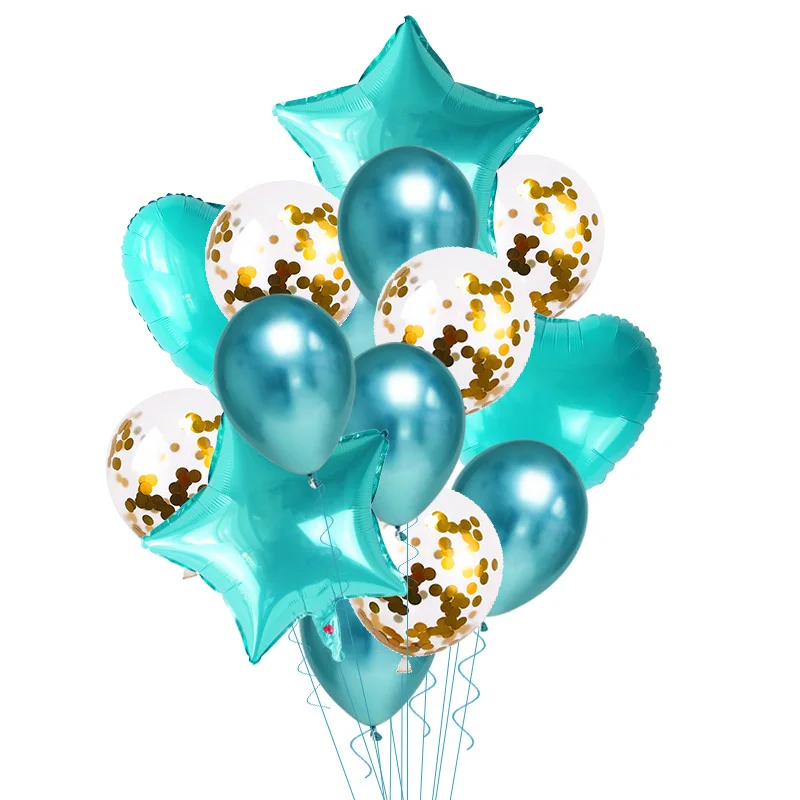 14 шт Золотое сердце звезда воздушный шар "Конфетти" с днем рождения металлические хромированные шары детский душ свадебный Декор баллоны с гелием