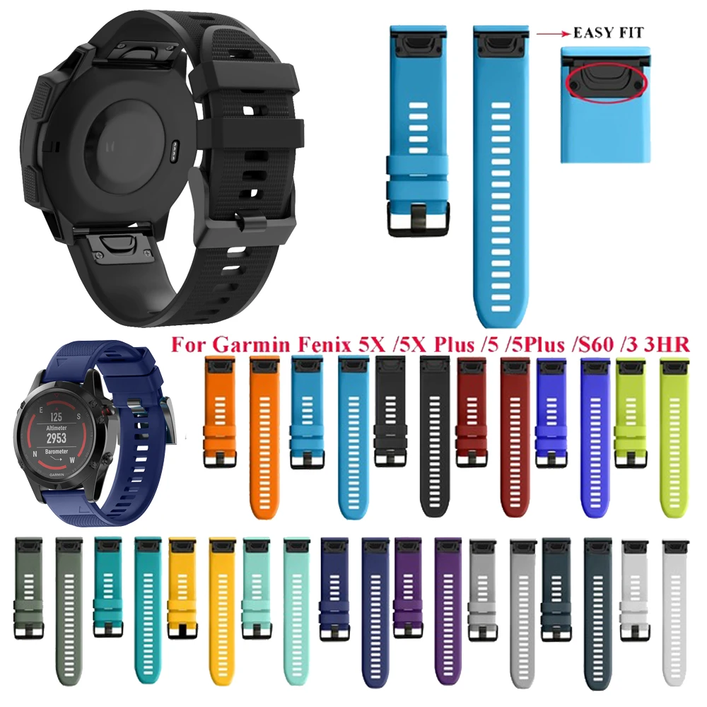 

26 22 20MM Watchband for Garmin Fenix 5X 5 5S Plus 3 3 HR Forerunner 935 Watch Quick Release Silicone Easy fit Wrist Band Strap