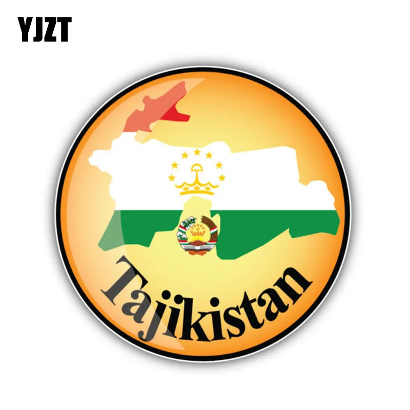 

YJZT 12.4CM*12.4CM Accessories Tajikistan Flag Map Creative Decal PVC Car Sticker 6-1323