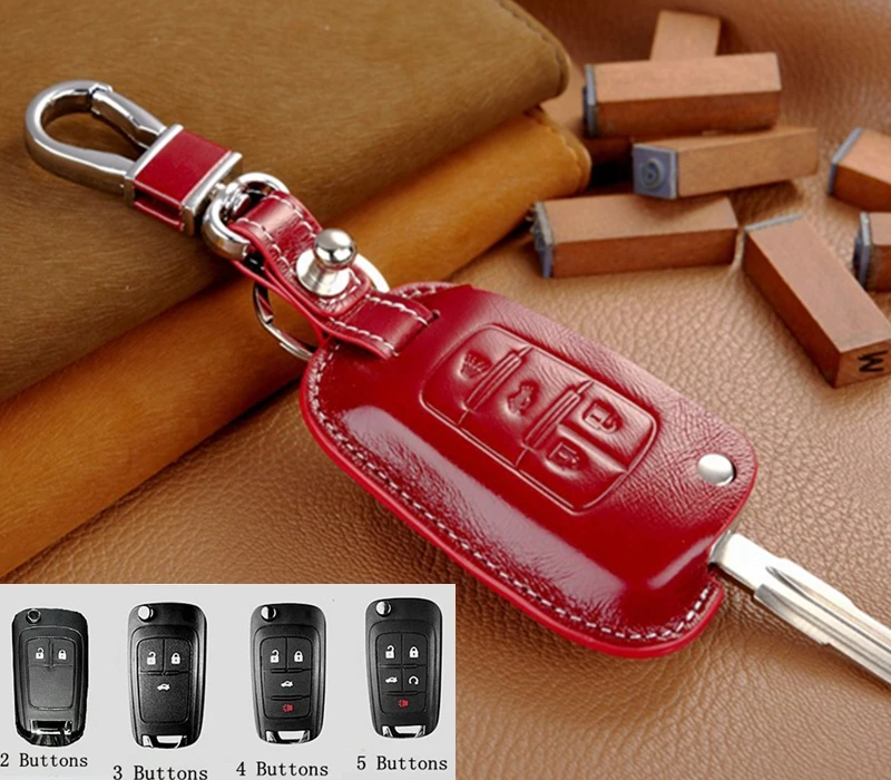 

Fashion Key Fob Cover Holder for Chevrolet Cruze AVEO SAIL TRAX Chevy MALIBU Leather Key Case Glove Accessories