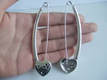 5Pcs Antique Silver Tone Large Heart Durable Strong Metal Shawl Kilt Scarf Safety Pin 95mm