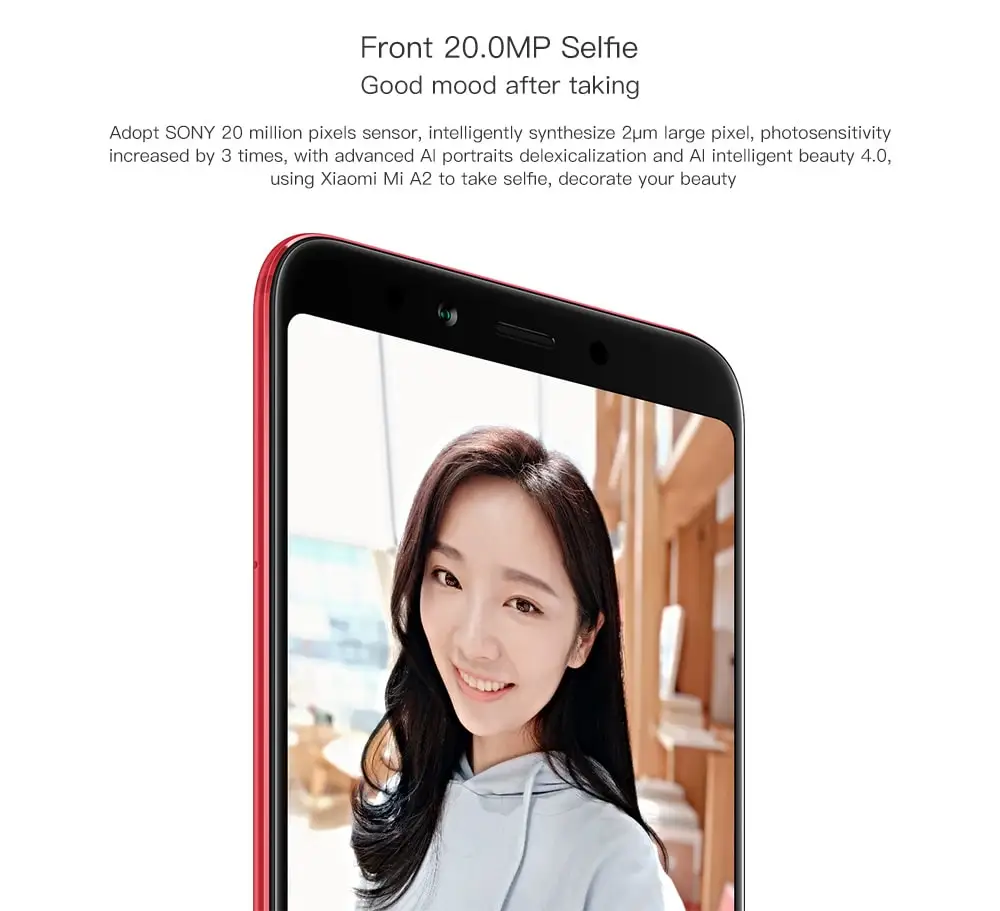 Xiaomi Mi A2 4G Phablet 5.99 inch Android 8.1 Snapdragon 660 Octa Core 2.2GHz 4GB RAM 32GB ROM 12.0MP + 20.0MP Rear Camera Fingerprint Sensor 3030mAh Li-ion Battery- Black