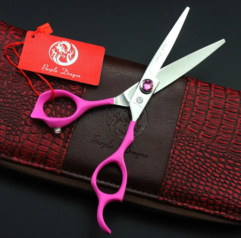 

High Quality 6.0Inch JP440C Cutting Scissors,Purple Dragon Pink Hair Shears with Big Rhinestone for Hairdressers 1Pcs LZS0542