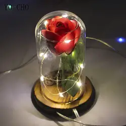 Йо Чо творческий подарок на день рождения художественно оформленное мыло цветы светодиодный светильник красных роз в Стекло купола на