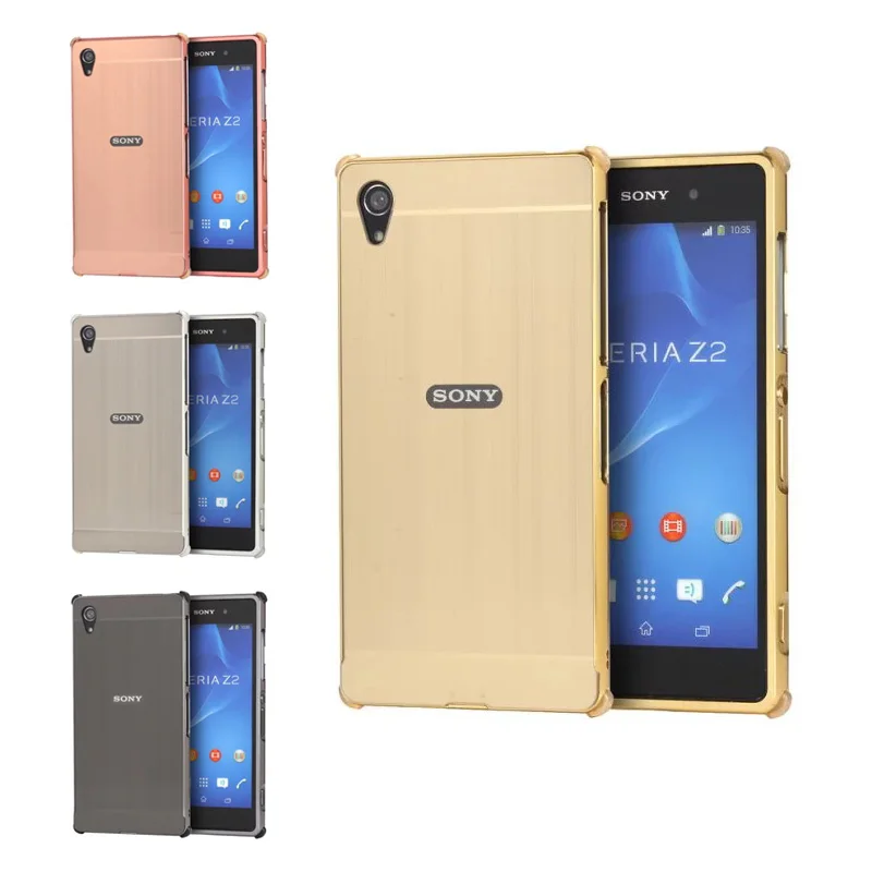 

For Sony Xperia Z2 Z 2 Case Metal Frame with Brushed Back Cover Hard Phone Case for Sony Xperia Z2 D6502 D6503 D6543 L50 L50w