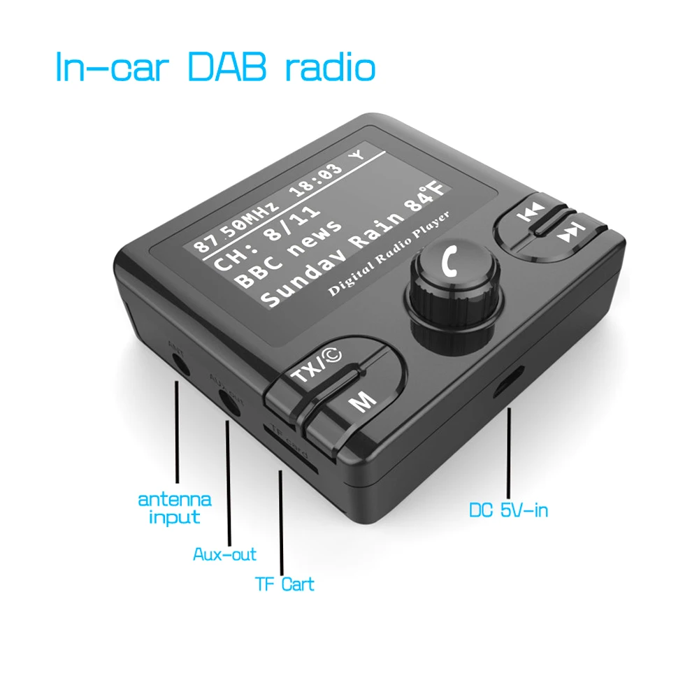 JINSERTA цифровой DAB радио приемник TF карта DAB+ с функцией fm-передатчика USB зарядное устройство Bluetooth Handsfree 3,5 мм AUX Play