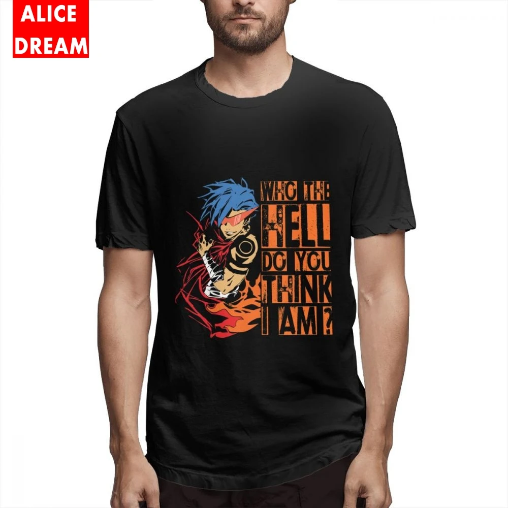 Футболка с рисунком из мультфильма Kamina Who The Hell You Think I Am Мужская качественная