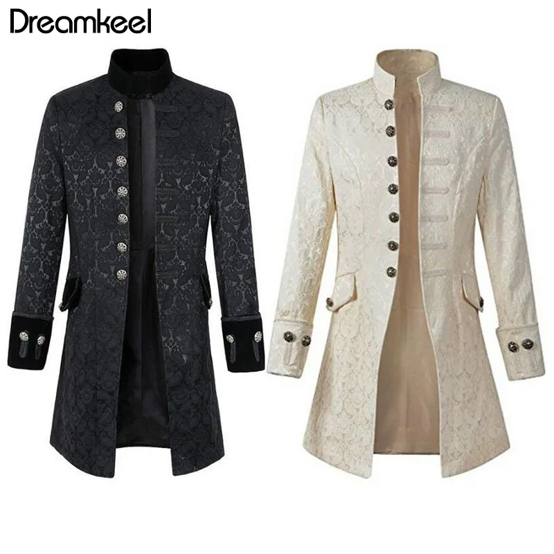 

Adult Men Trench Coat Frock Velvet Outwear 2 Colors Solid Vintage Prince Overcoat Costume S-XXXL long coat wind breaker Y