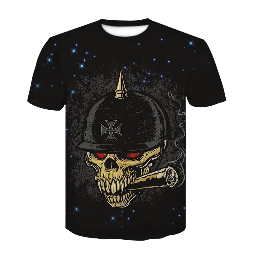 

Summer Wear New Pattern Human Skeleton Head European Trend Number Printing Short Sleeve T T-shirt 2019 T-shirts