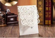 

High Quality Wedding Invitation Card Menu Card White 185*128mm With Crystal Diamand Laser Arts