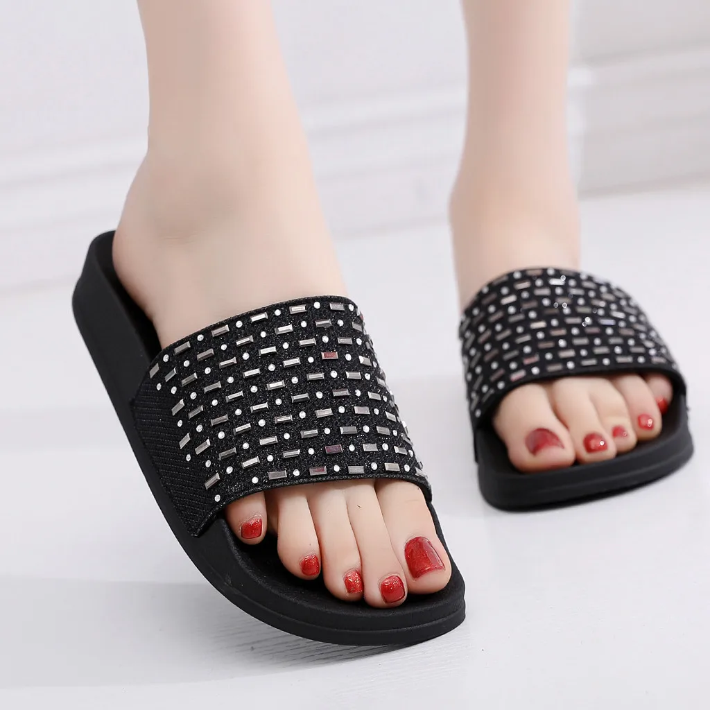 

Plus Size Slippers Women Shoes Summer 2020 Fashion Casual Sequin Boho Women Slippers Streetwear Flat Shoes Zapatos De Mujer