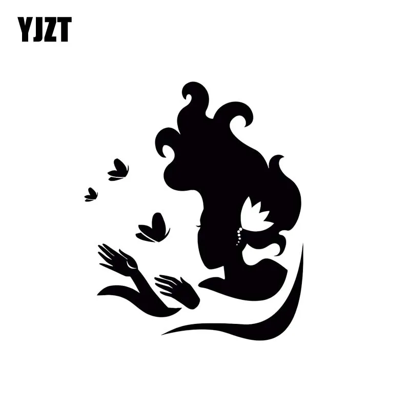 YJZT 9 3*11 см художественный Silhoutte Бабочка и леди популярный модный стиль автомобиля