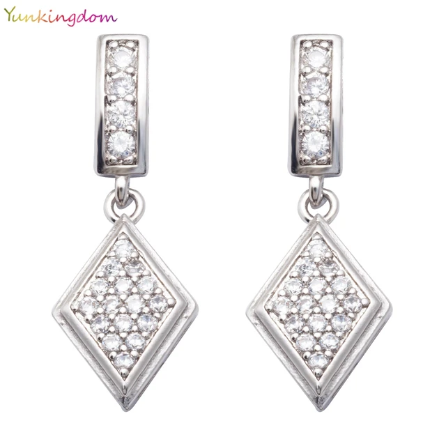Yunkingdom Geometric Drop Earrings White Cubic Zirconia Gold Yunkingdom Geometric Drop Earrings White Cubic Zirconia Gold Color Indian Bride For Women K1419
