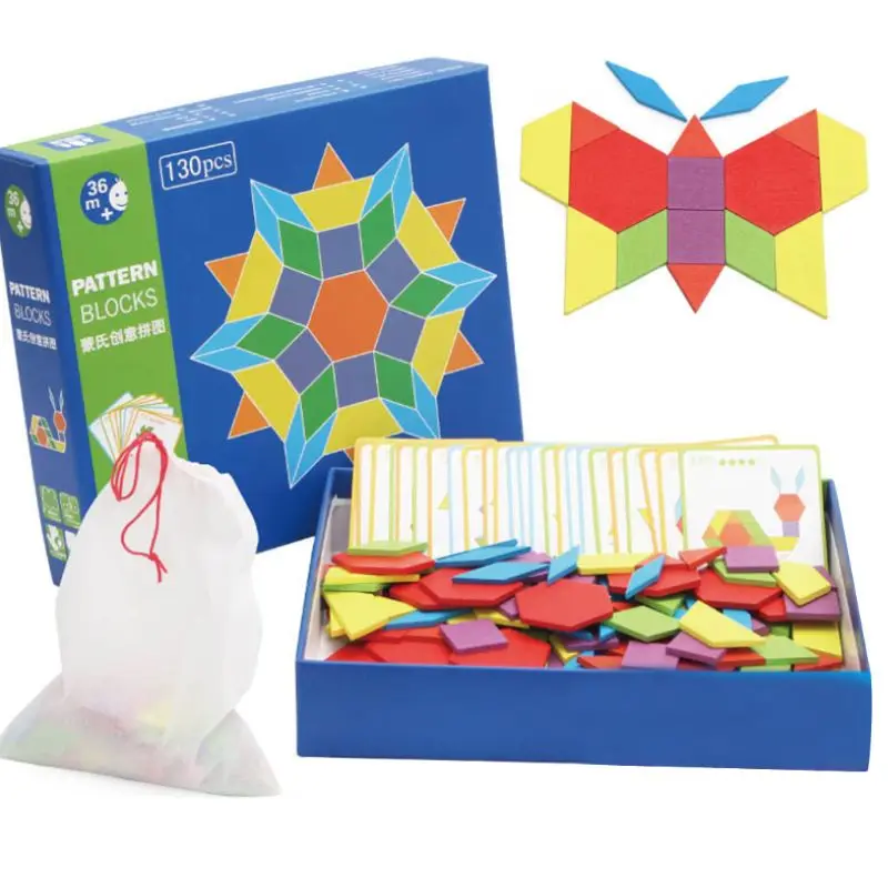 

130pcs/set Wooden Puzzle Games Montessori Educational Jigsaw Learning Developing Toys For Boys Girls Children Gift