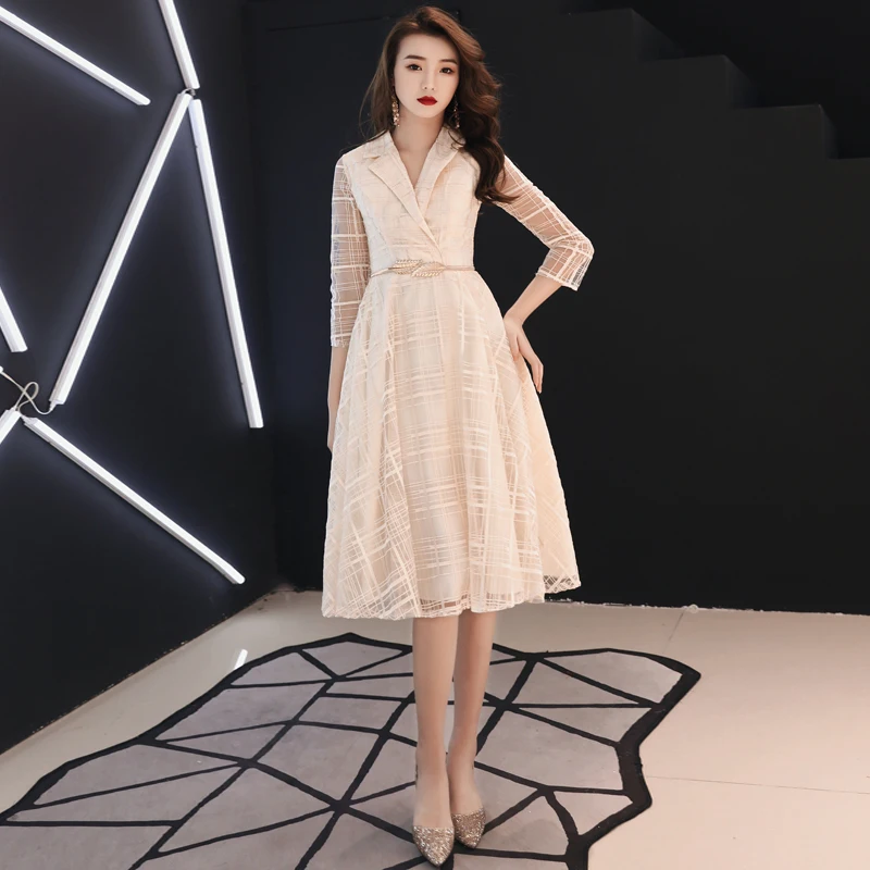 Вечернее платье weiyin de Soiree винтажное кружевное вечернее короткое 2020 с v-образным