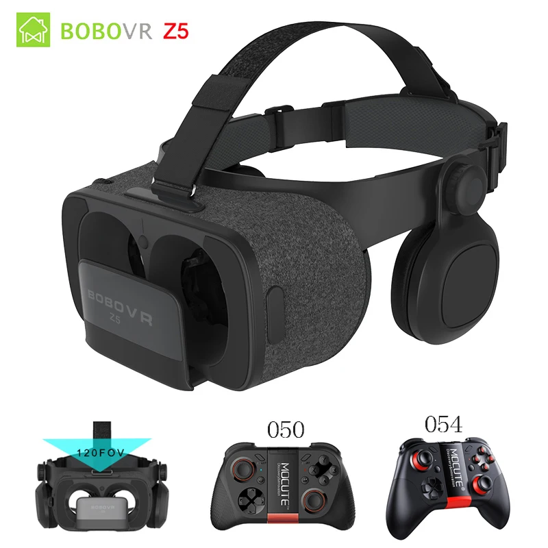 BOBOVRZ5 120 FOV 3D Cardboard VR BOX Remote Helmet Virtual Reality Glasses VR Headset Googles glasses