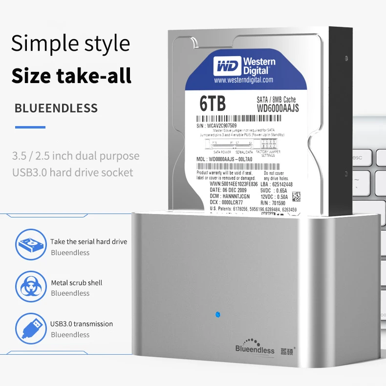 Алюминий 2,5 "/Совместимость 5" 3,5 Гбит/с HDD SSD externalCase корпус жесткий диск HDD док-станция 1 Bay Sata USB 3,0 HDD коробка