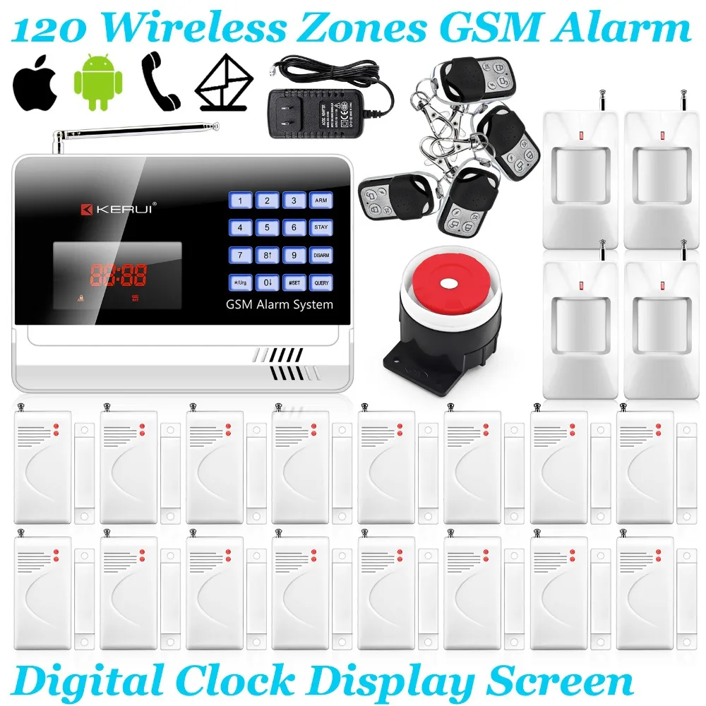 

KERUI LCD Auto Dial SMS Call Remote Arm/Disarm App IOS/Android Russian/Spanish/English Voice Security Burglar Alarm Home